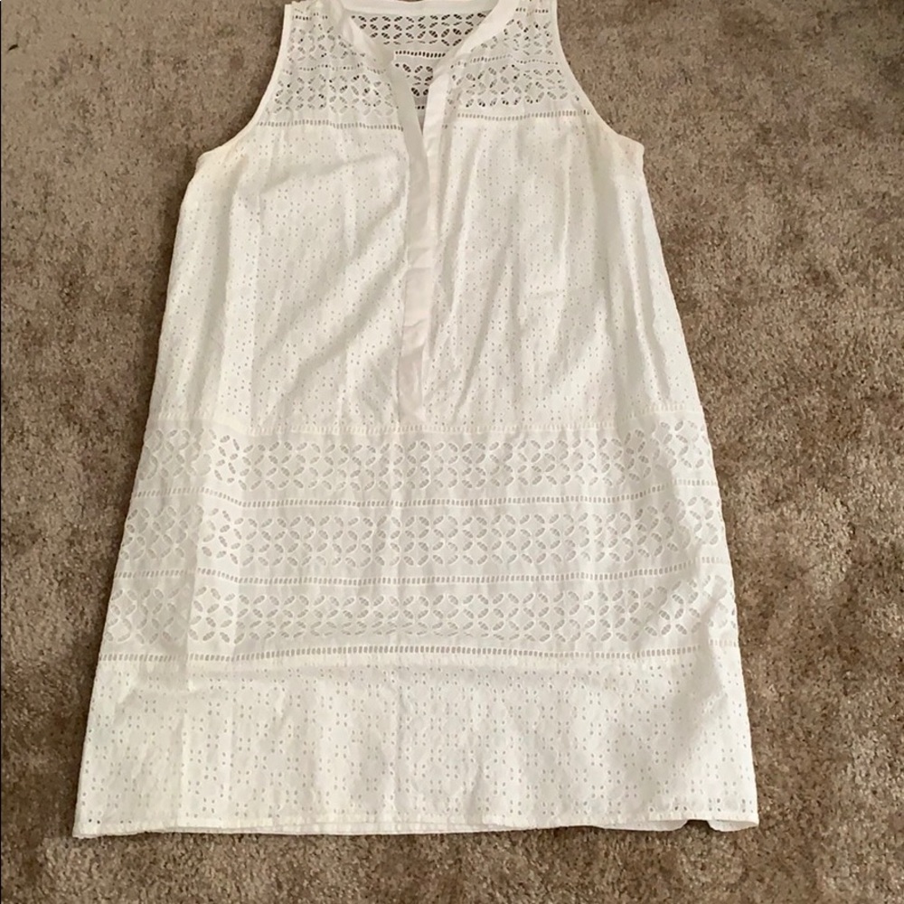 Loft White dress with eyelet lace